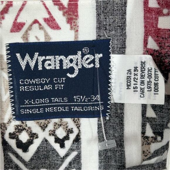 Vintage Wrangler Aztec Navajo Western Shirt Button-Up 15½ 34 Retro - Picture 11 of 13